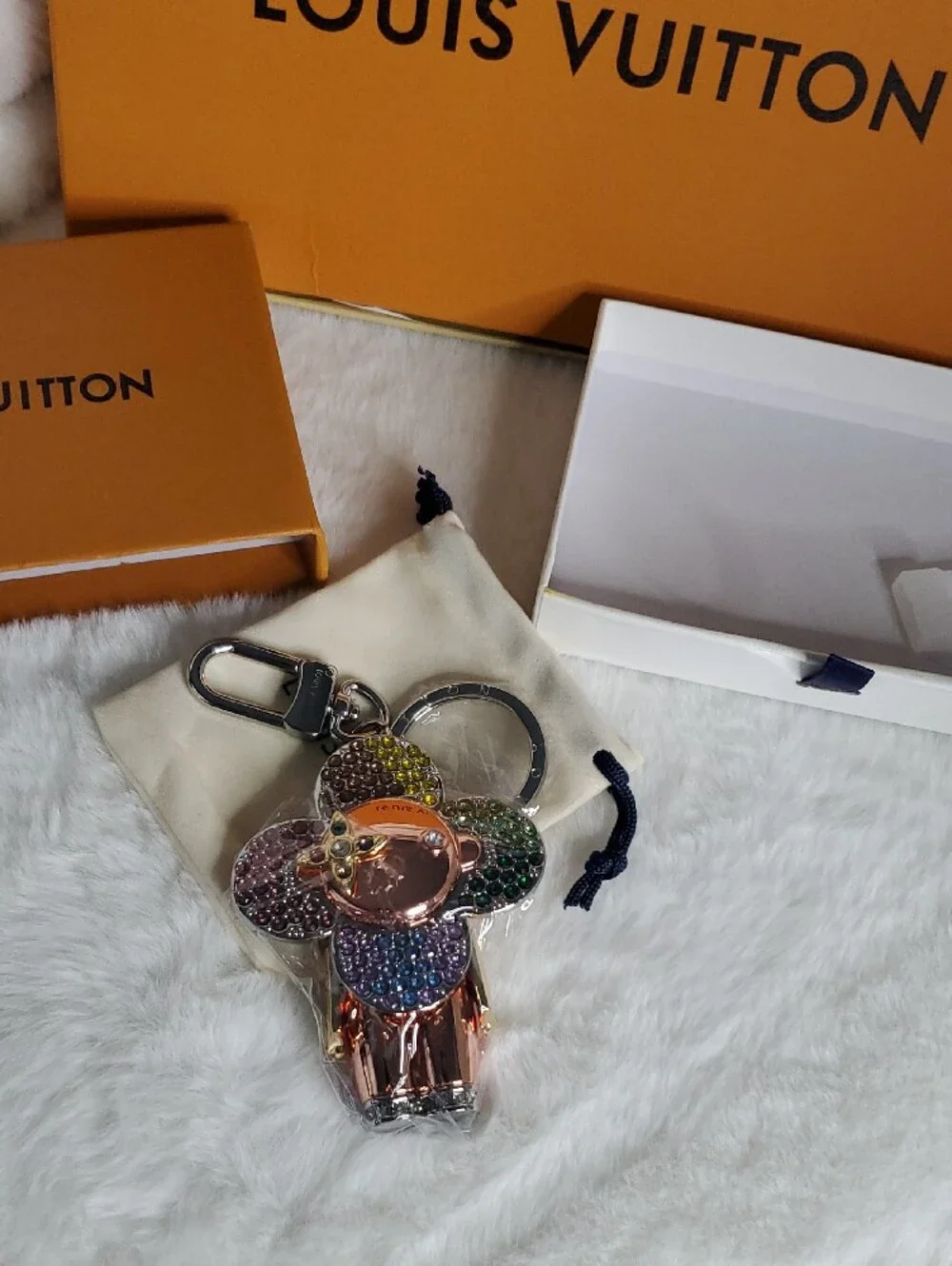Louis Vuitton Multicolor Crystal Flower Cocktail Ring with Rose Gold Center